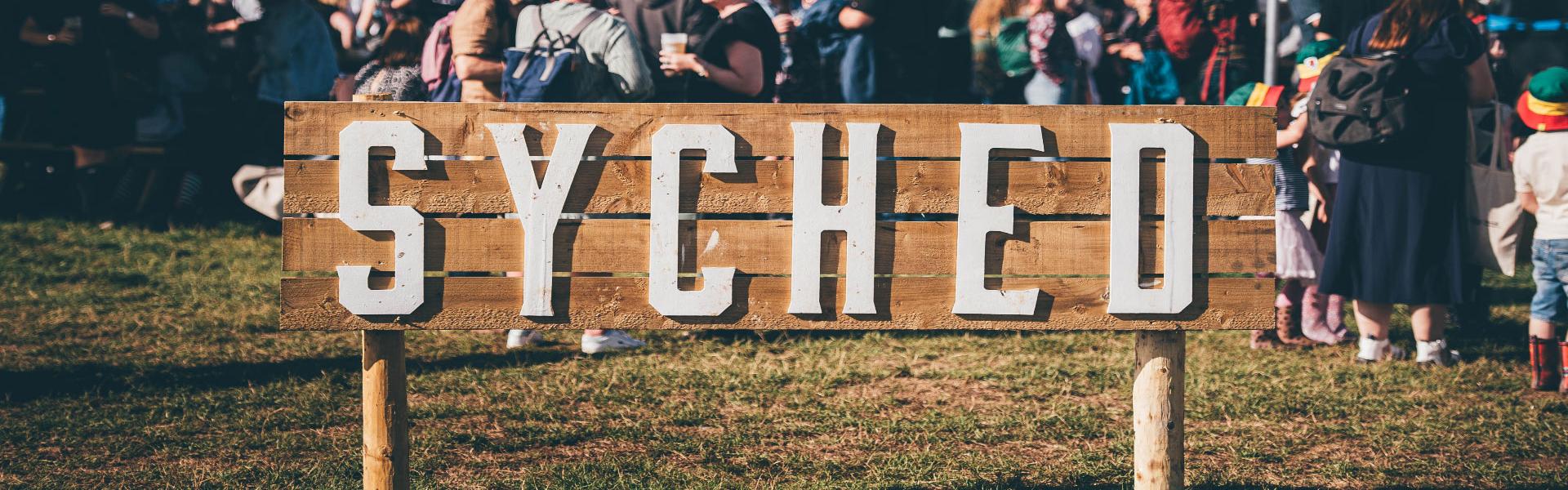 Syched Bar sign at the Eisteddfod